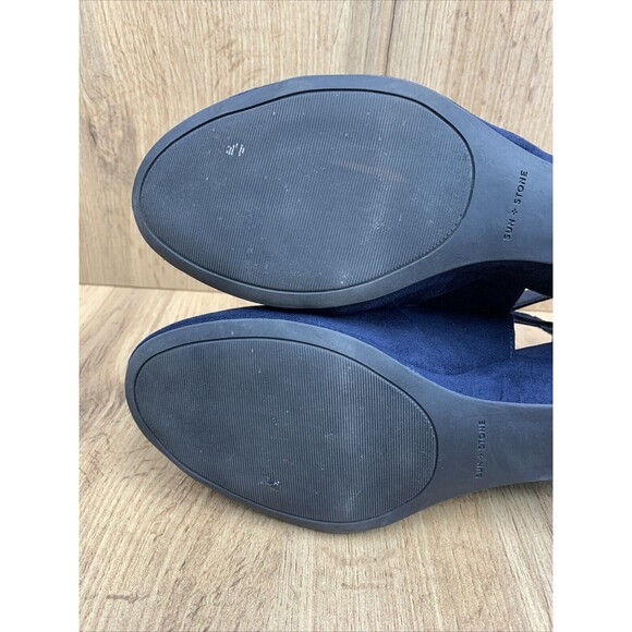 SUN STONE Miley Wedge Buckle Sandals Shoes Women's 9.5 M Cut Out Sides Round Toe - Picture 13 of 16